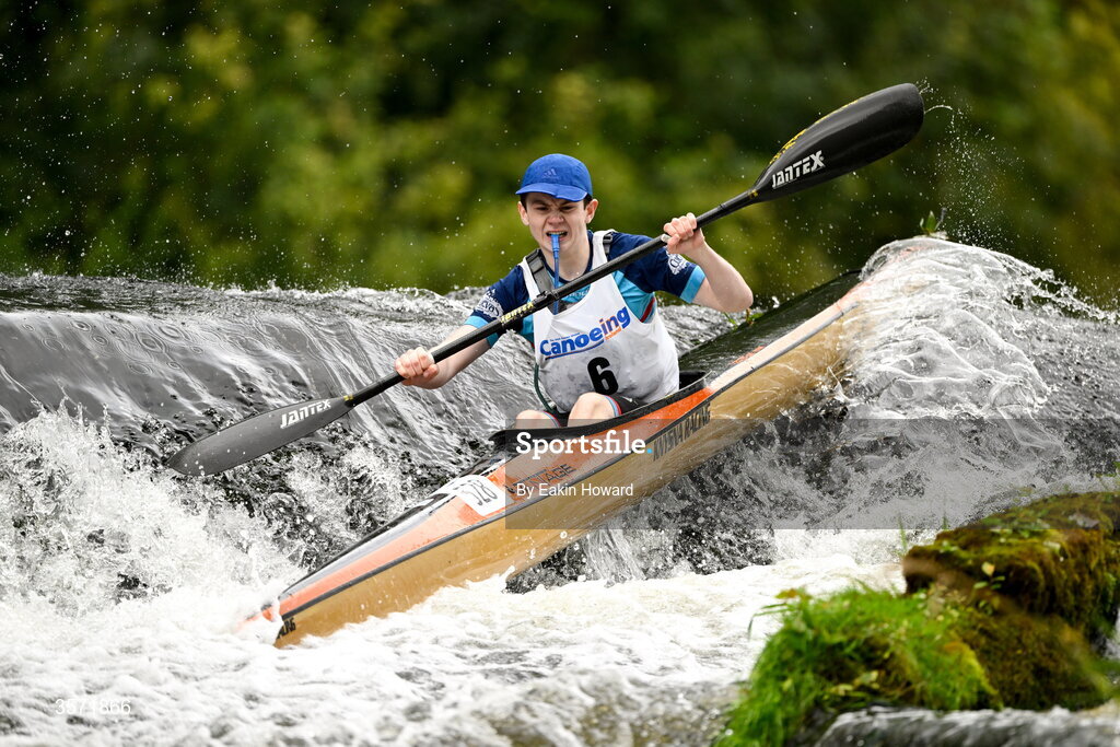 19 September 2026; Cathal O'Donovan of Thomastown Paddlers Canoe Club competes in the Junior Classes over 16 K1A event during the 65th International Liffey Descent at The K Club in Straffan, Kildare. Photo by Eakin Howard/Sportsfile