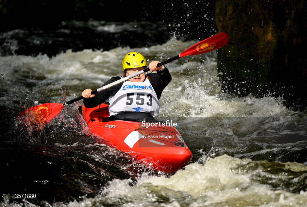 19 September 2026; Lukasz Dziwirek of Celbridge Paddlers competes in the K1 Class C +39 event during the 65th International Liffey Descent at Sluice Weir in Lucan, Dublin. Photo by Eakin Howard/Sportsfile