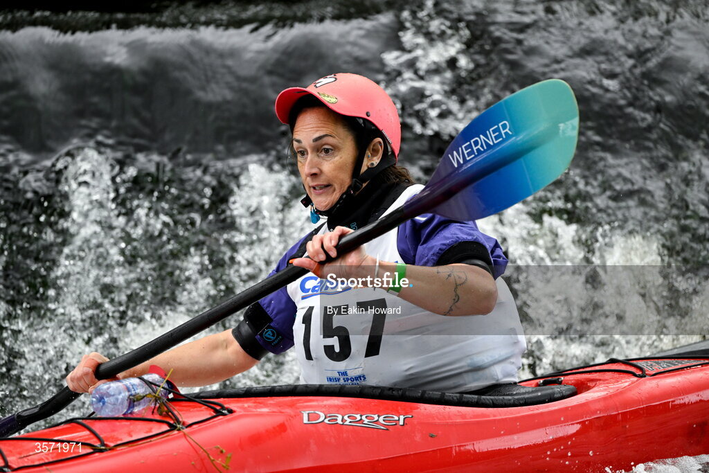 19 September 2026; Niamh O'Flanagan of Errit Kayak Club competes in the K1 B Women's event, during the 65th International Liffey Descent at The K Club in Straffan, Kildare. Photo by Eakin Howard/Sportsfile