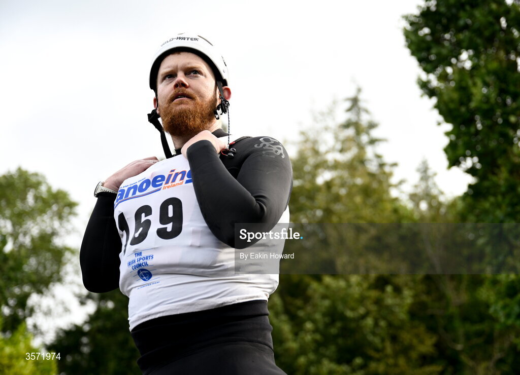 19 September 2026; Heber Rowan of Sligo Kayak Club, competing in the K1 Class C event, before the 65th International Liffey Descent at The K Club in Straffan, Kildare. Photo by Eakin Howard/Sportsfile