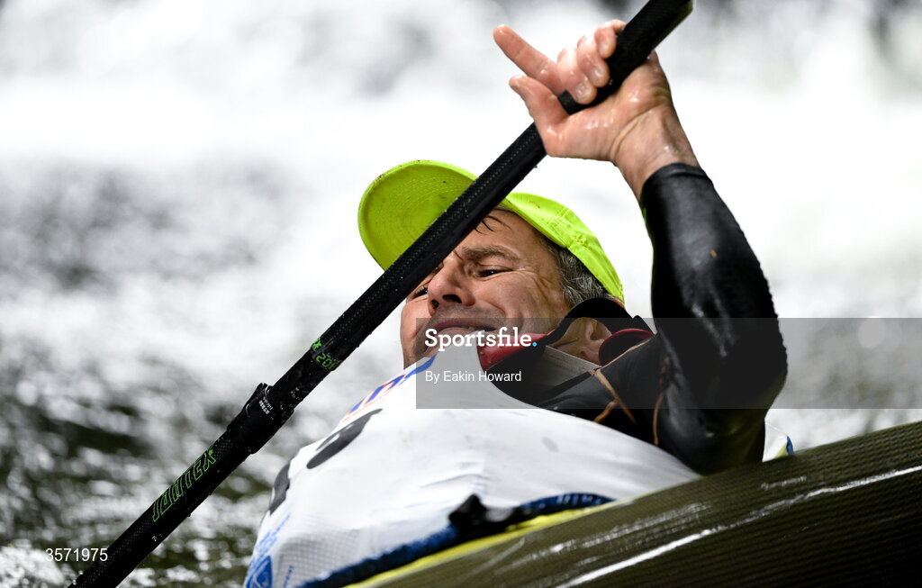 19 September 2026; Declan Murphy of Moy Canoe Club competes in the K1 A +49 event during the 65th International Liffey Descent at Sluice Weir in Lucan, Dublin. Photo by Eakin Howard/Sportsfile