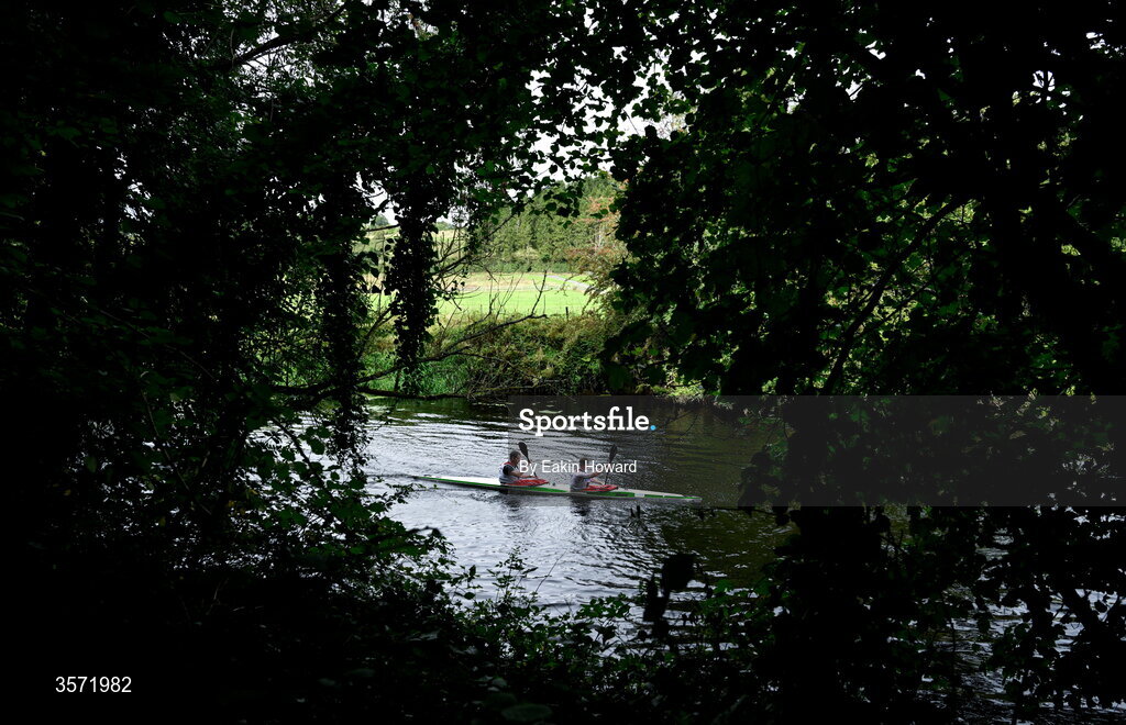 19 September 2026; Odhrán McNally of Wildwater Kayak Club and Hugh McNally of Canoe Centre compete in the Open K2 event during the 65th International Liffey Descent at Sluice Weir in Lucan, Dublin. Photo by Eakin Howard/Sportsfile