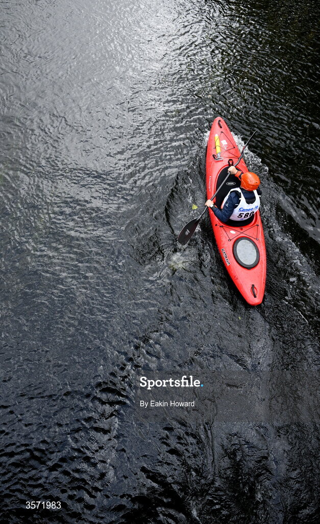 19 September 2026; Gary Beggan of Shannon Paddlers competes in the K1 Class C +49 event during the 65th International Liffey Descent at The K Club in Straffan, Kildare. Photo by Eakin Howard/Sportsfile