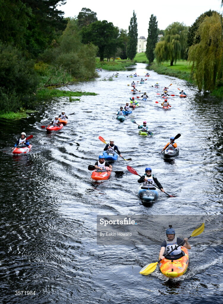 19 September 2026; Brendan Berry of Ribbontail Canoe Club competes in the K1 Class C +39 event during the 65th International Liffey Descent at The K Club in Straffan, Kildare. Photo by Eakin Howard/Sportsfile