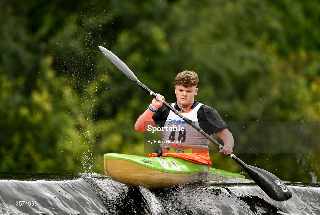 19 September 2026; TJ Brennan of Thomastown Paddlers competes in the K1 A event during the 65th International Liffey Descent at The K Club in Straffan, Kildare. Photo by Eakin Howard/Sportsfile