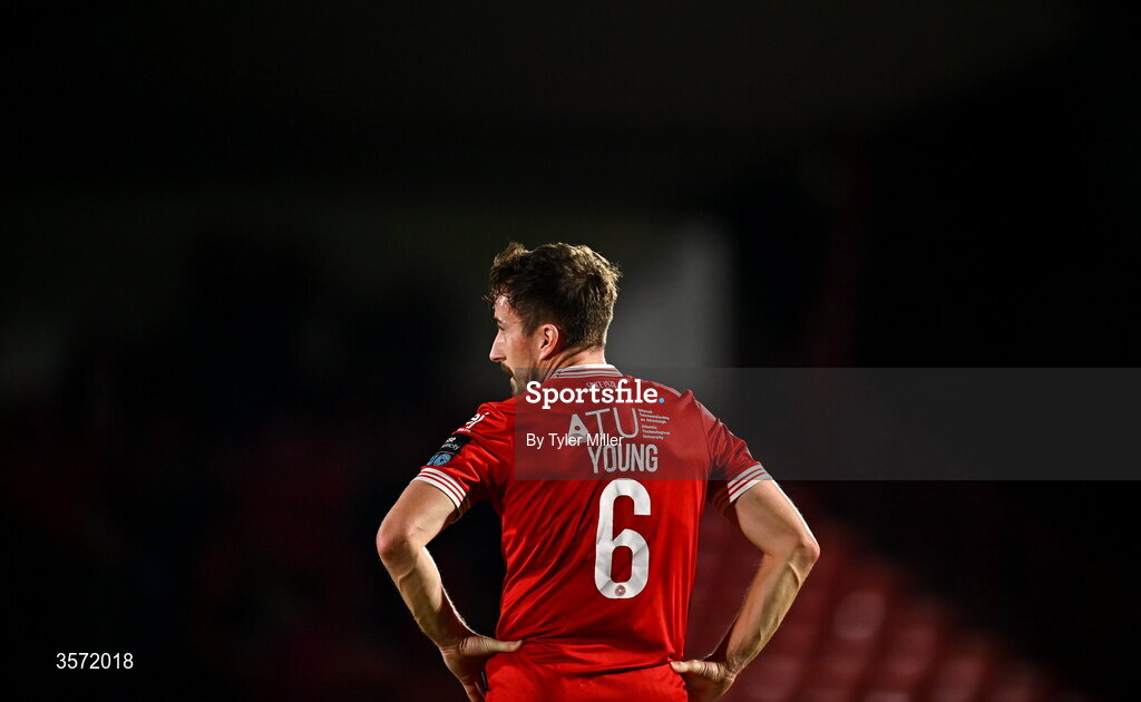 19 September 2026; Luke Young of Sligo Rovers reacts after the SSE Airtricity Men’s Premier Division match between Sligo Rovers and St Patrick's Athletic at The Showgrounds in Sligo. Photo by Tyler Miller/Sportsfile