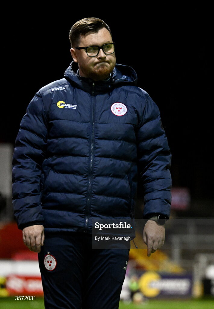 19 September 2026; Shelbourne manager Sean Russell during the SSE Airtricity Women's Premier Division match between Shelbourne and Shamrock Rovers at Tolka Park in Drumcondra, Dublin. Photo by Mark Kavanagh/Sportsfile