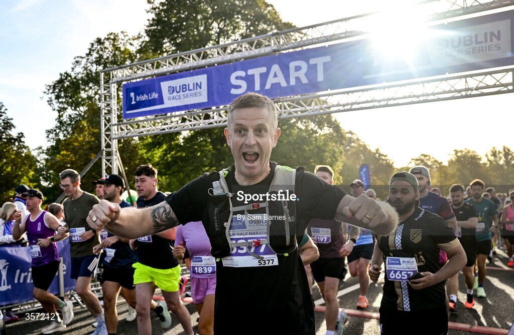 20 September 2026; Ronan Keegan from Dublin pictured during the 2026 Irish Life Dublin Half Marathon, which took place on Sunday 20th September in Phoenix Park, marking the final event of the 2026 Irish Life Dublin Race Series. Photo by Sam Barnes/Sportsfile
