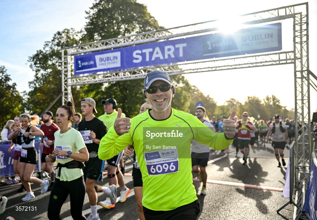 20 September 2026; David Gilroy from Dublin pictured during the 2026 Irish Life Dublin Half Marathon, which took place on Sunday 20th September in Phoenix Park, marking the final event of the 2026 Irish Life Dublin Race Series. Photo by Sam Barnes/Sportsfile