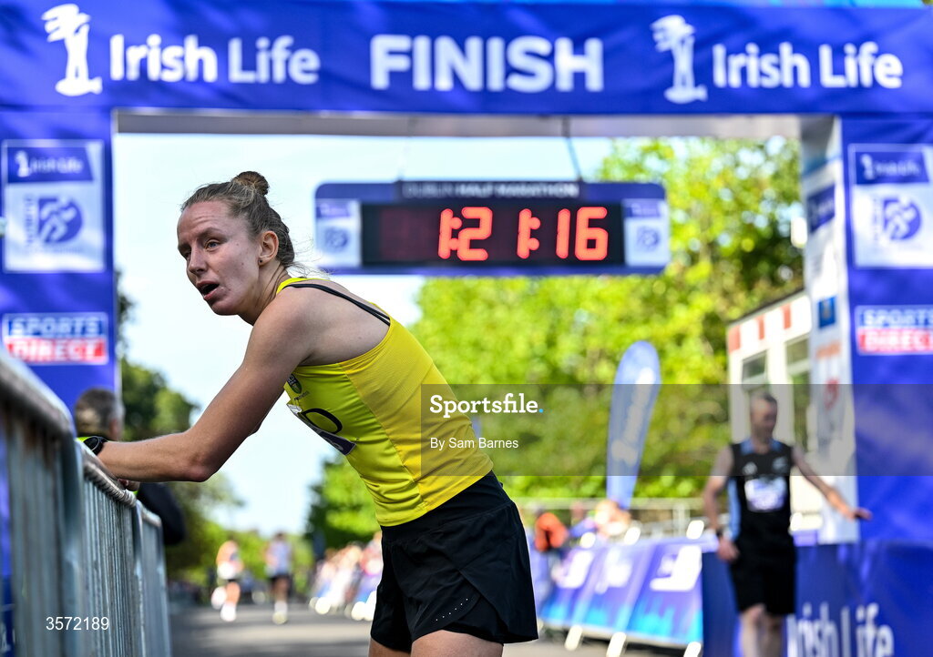 20 September 2026; Greta Streimikyte from Dublin after finishing the 2026 Irish Life Dublin Half Marathon, which took place on Sunday 20th September in Phoenix Park, marking the final event of the 2026 Irish Life Dublin Race Series. Photo by Sam Barnes/Sportsfile