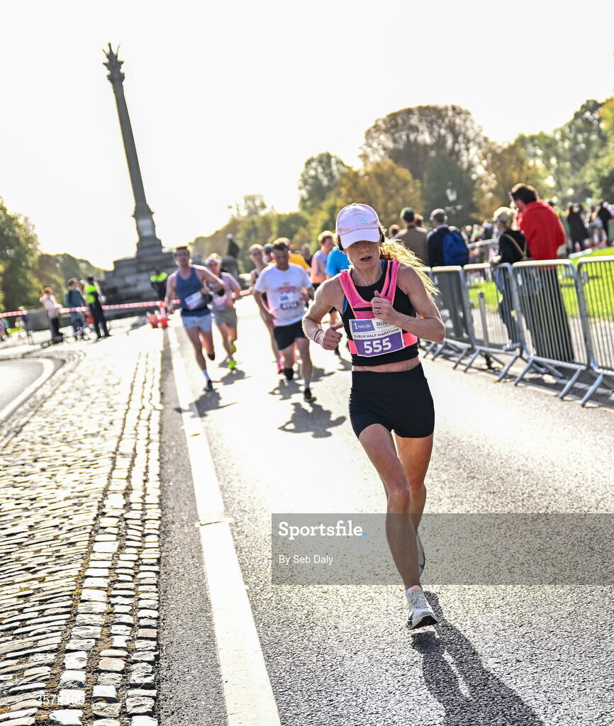 20 September 2026; Maggie Smith from Longford pictured during the 2026 Irish Life Dublin Half Marathon, which took place on Sunday 20th September in Phoenix Park, marking the final event of the 2026 Irish Life Dublin Race Series. Photo by Seb Daly/Sportsfile