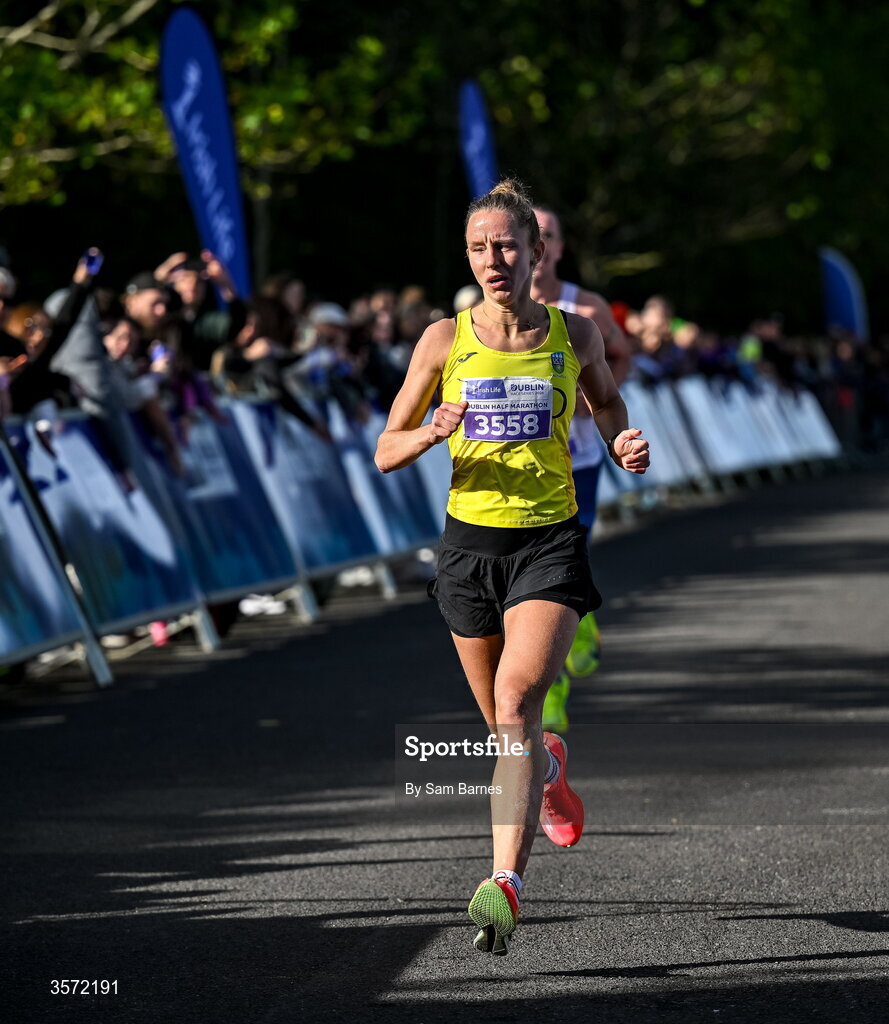 20 September 2026; Greta Streimikyte from Dublin during the 2026 Irish Life Dublin Half Marathon, which took place on Sunday 20th September in Phoenix Park, marking the final event of the 2026 Irish Life Dublin Race Series. Photo by Sam Barnes/Sportsfile