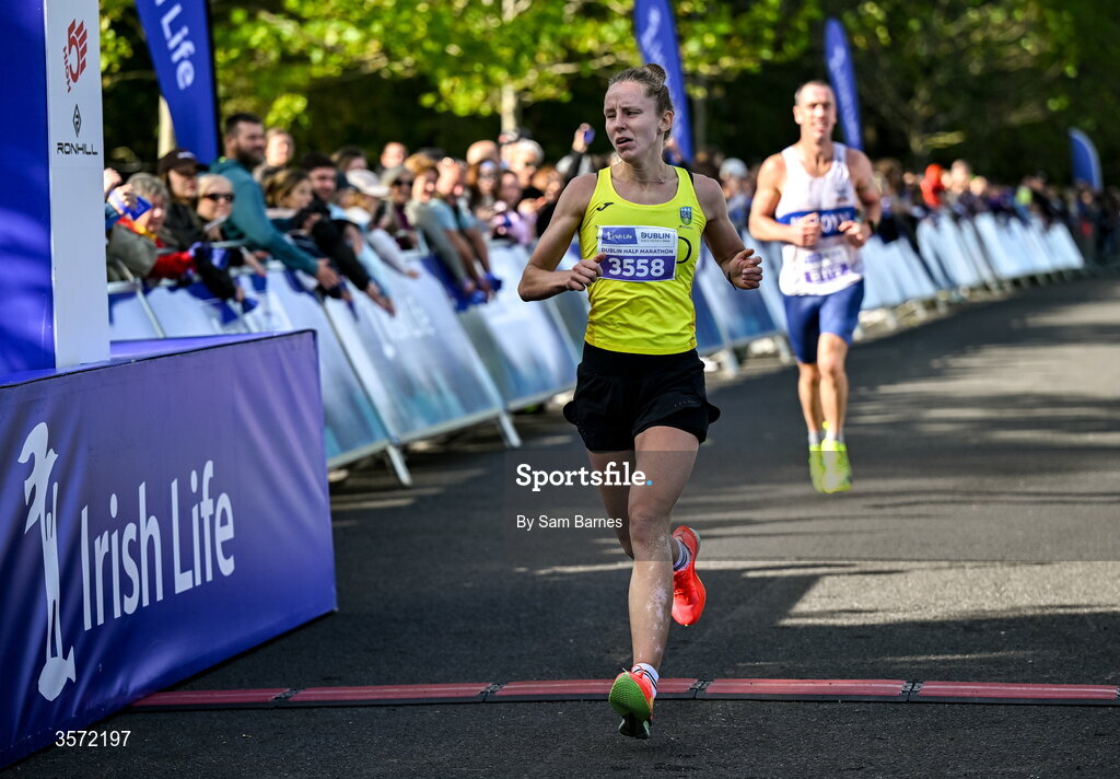 20 September 2026; Greta Streimikyte from Dublin after finishing the 2026 Irish Life Dublin Half Marathon, which took place on Sunday 20th September in Phoenix Park, marking the final event of the 2026 Irish Life Dublin Race Series. Photo by Sam Barnes/Sportsfile
