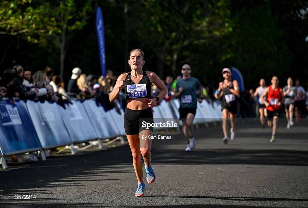20 September 2026; Bonnie McFeat from Dublin pictured during the 2026 Irish Life Dublin Half Marathon, which took place on Sunday 20th September in Phoenix Park, marking the final event of the 2026 Irish Life Dublin Race Series. Photo by Sam Barnes/Sportsfile
