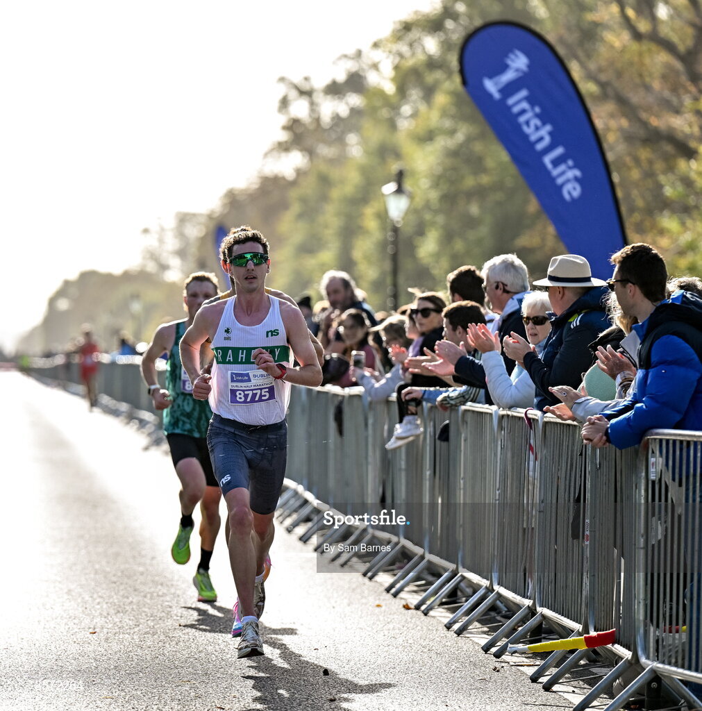 20 September 2026; James Hyland, Raheny Shamrocks, on his way to winning the 2026 Irish Life Dublin Half Marathon, which took place on Sunday 20th September in Phoenix Park, marking the final event of the 2026 Irish Life Dublin Race Series. Photo by Sam Barnes/Sportsfile