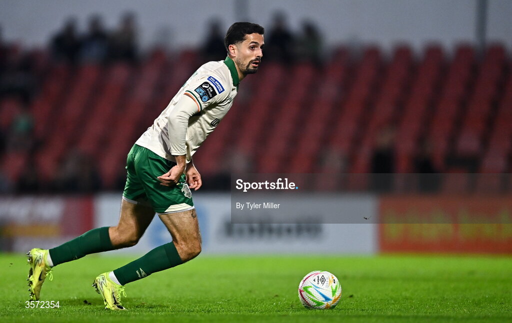 19 September 2026; Zack Elbouzedi of St Patrick's Athletic during the SSE Airtricity Men’s Premier Division match between Sligo Rovers and St Patrick's Athletic at The Showgrounds in Sligo. Photo by Tyler Miller/Sportsfile