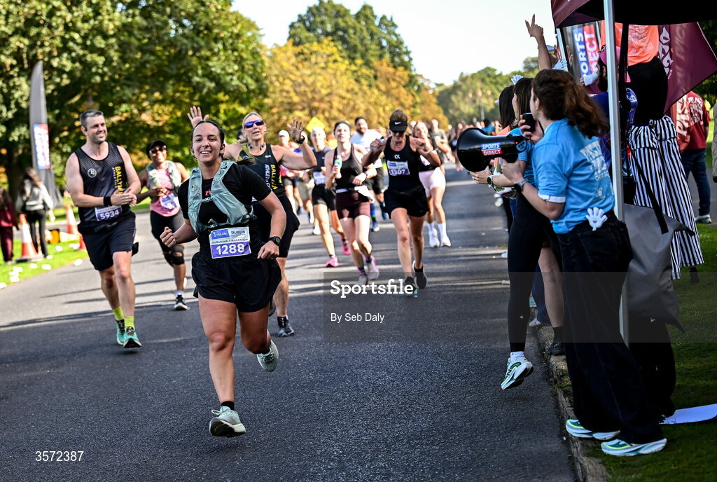 20 September 2026; Arianna Michielin from Dublin pictured during the 2026 Irish Life Dublin Half Marathon, which took place on Sunday 20th September in Phoenix Park, marking the final event of the 2026 Irish Life Dublin Race Series. Photo by Seb Daly/Sportsfile