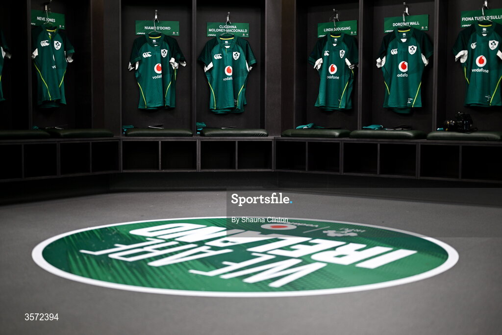 20 September 2026; A general view of the Ireland dressing room ahead of the WXV Global Series match between Ireland and USA at Tallaght Stadium in Dublin. Photo by Shauna Clinton/Sportsfile
