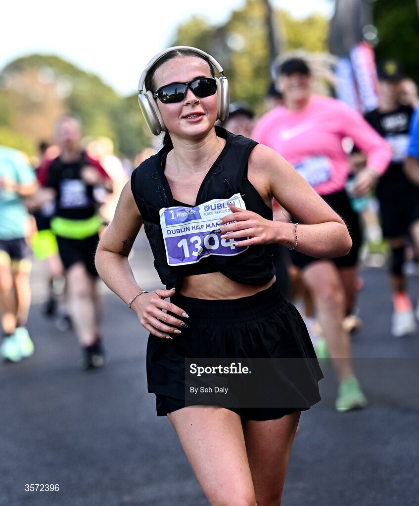 20 September 2026; Georgia Fennell from Dublin pictured during the 2026 Irish Life Dublin Half Marathon, which took place on Sunday 20th September in Phoenix Park, marking the final event of the 2026 Irish Life Dublin Race Series. Photo by Seb Daly/Sportsfile