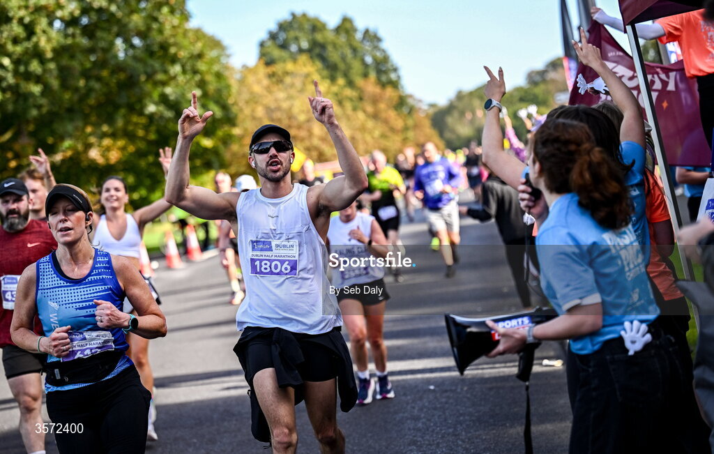 20 September 2026; Claudia Kohlmann from Dublin pictured during the 2026 Irish Life Dublin Half Marathon, which took place on Sunday 20th September in Phoenix Park, marking the final event of the 2026 Irish Life Dublin Race Series. Photo by Seb Daly/Sportsfile