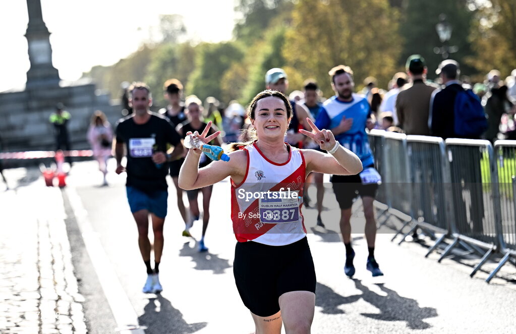 20 September 2026; Gemma Ryan from Dublin pictured during the 2026 Irish Life Dublin Half Marathon, which took place on Sunday 20th September in Phoenix Park, marking the final event of the 2026 Irish Life Dublin Race Series. Photo by Seb Daly/Sportsfile