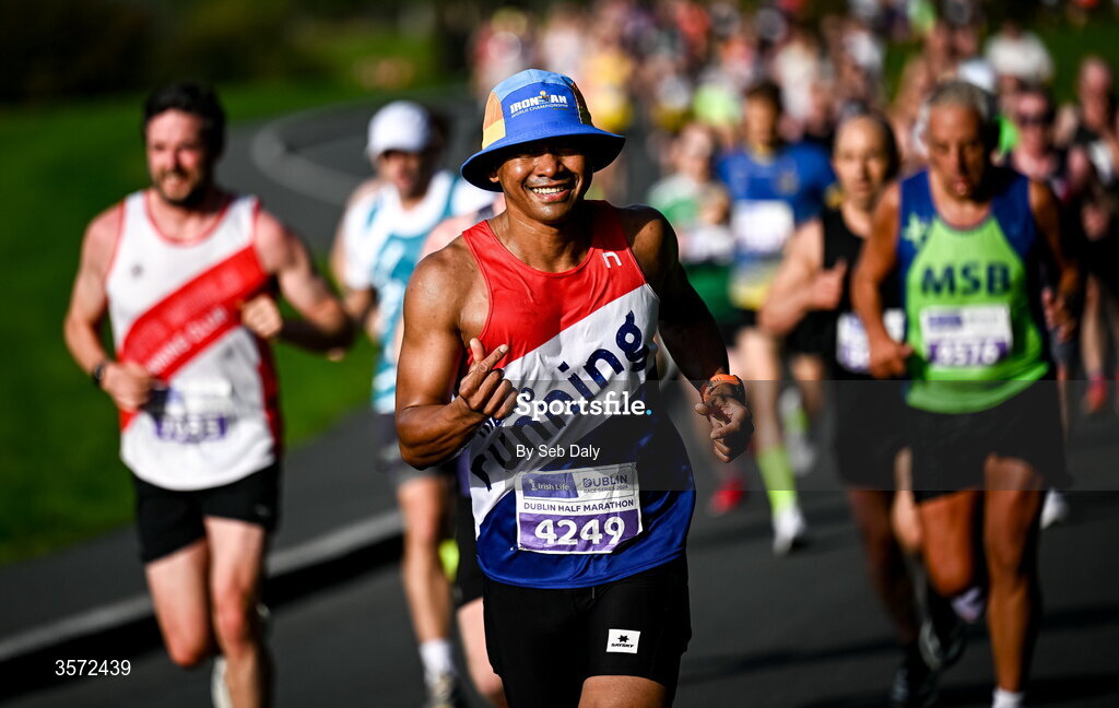 20 September 2026; Greg Clarke from Dublin pictured during the 2026 Irish Life Dublin Half Marathon, which took place on Sunday 20th September in Phoenix Park, marking the final event of the 2026 Irish Life Dublin Race Series. Photo by Seb Daly/Sportsfile