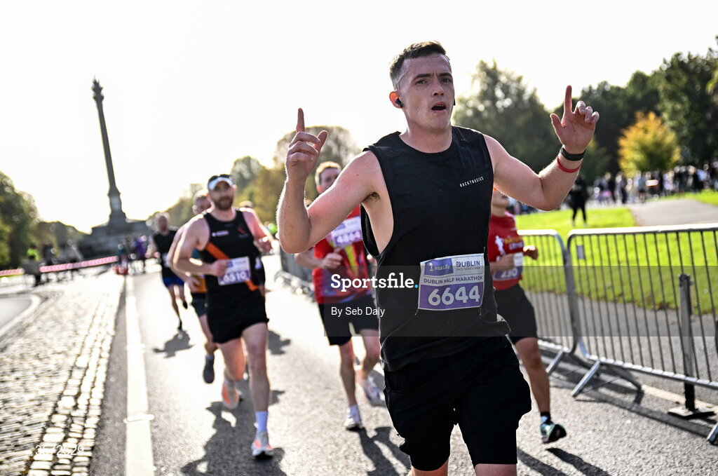 20 September 2026; Adam Cooke from Dublin pictured during the 2026 Irish Life Dublin Half Marathon, which took place on Sunday 20th September in Phoenix Park, marking the final event of the 2026 Irish Life Dublin Race Series. Photo by Seb Daly/Sportsfile