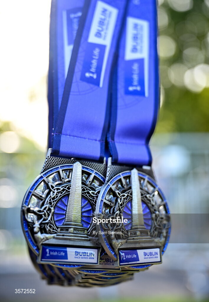20 September 2026; A detailed view of the finisher's medal after the 2026 Irish Life Dublin Half Marathon, which took place on Sunday 20th September in Phoenix Park, marking the final event of the 2026 Irish Life Dublin Race Series. Photo by Sam Barnes/Sportsfile