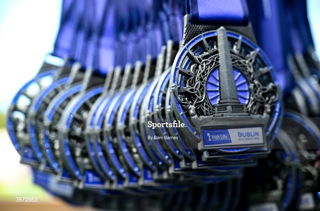20 September 2026; A detailed view of the finisher's medal after the 2026 Irish Life Dublin Half Marathon, which took place on Sunday 20th September in Phoenix Park, marking the final event of the 2026 Irish Life Dublin Race Series. Photo by Sam Barnes/Sportsfile