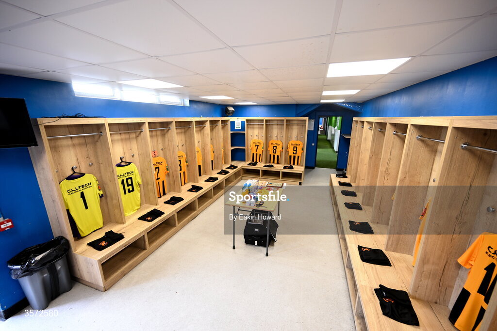 20 September 2026; Jerseys of Cobh Wanderers are seen in the locker room before the 2026 FAI Intermediate Cup Final between Cobh Wanderers and St Mary's at Munster FA Turners Cross Stadium in Cork. Photo by Eakin Howard/Sportsfile