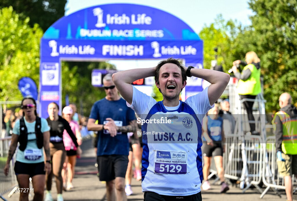 20 September 2026; John Farrelly from Dublin pictured during the 2026 Irish Life Dublin Half Marathon, which took place on Sunday 20th September in Phoenix Park, marking the final event of the 2026 Irish Life Dublin Race Series. Photo by Sam Barnes/Sportsfile