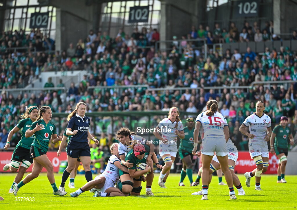 20 September 2026; Dorothy Wall of Ireland during the WXV Global Series match between Ireland and USA at Tallaght Stadium in Dublin. Photo by Stephen McCarthy/Sportsfile