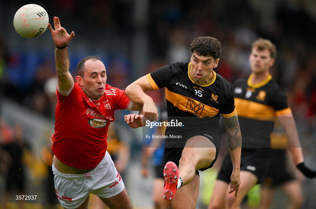 20 September 2026; Tony Brosnan of Dr Crokes in action against Dan Murphy of Rathmore during the Kerry Senior Club Football Championship Final between Dr Crokes and Rathmore at Fitzgerald Stadium in Killarney, Kerry. Photo by Brendan Moran/Sportsfile