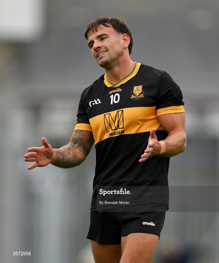 20 September 2026; Micheal Burns of Dr Crokes reacts after kicking a wide during the Kerry Senior Club Football Championship Final between Dr Crokes and Rathmore at Fitzgerald Stadium in Killarney, Kerry. Photo by Brendan Moran/Sportsfile