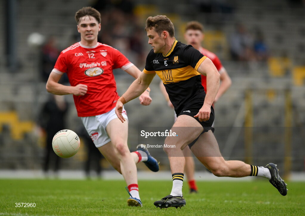 20 September 2026; Gavin White of Dr Crokes in action against Padraig Moynihan of Rathmore during the Kerry Senior Club Football Championship Final between Dr Crokes and Rathmore at Fitzgerald Stadium in Killarney, Kerry. Photo by Brendan Moran/Sportsfile