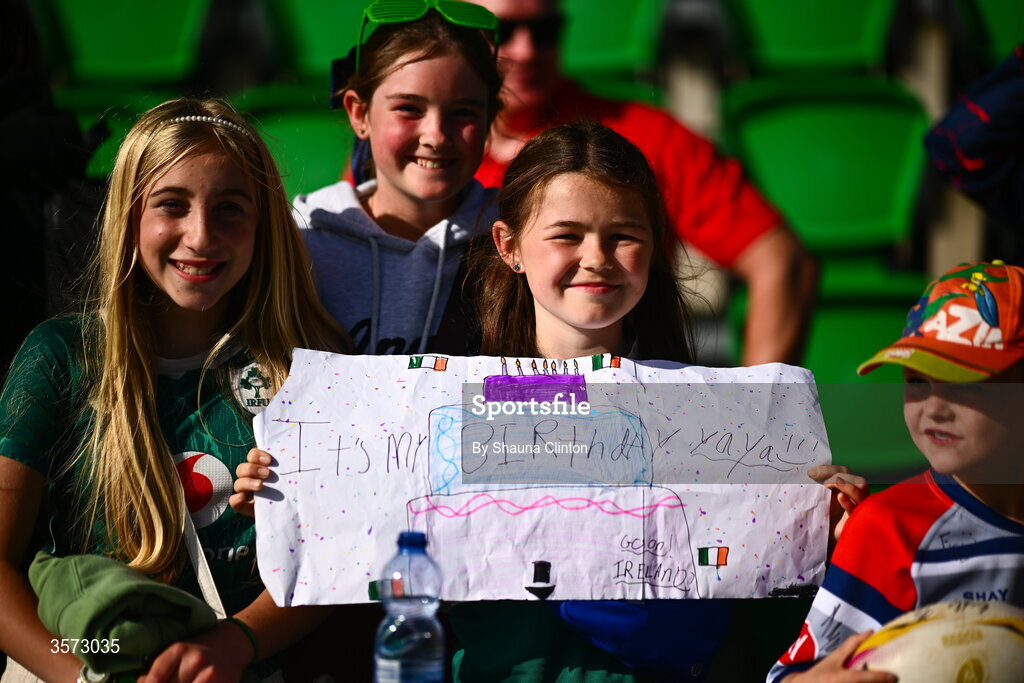 20 September 2026; Ireland supporters after the WXV Global Series match between Ireland and USA at Tallaght Stadium in Dublin. Photo by Shauna Clinton/Sportsfile