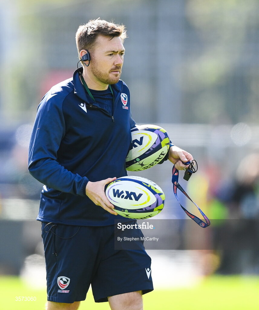 20 September 2026; USA head coach Jack Hanratty before the WXV Global Series match between Ireland and USA at Tallaght Stadium in Dublin. Photo by Stephen McCarthy/Sportsfile