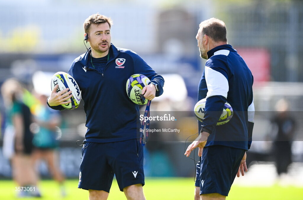 20 September 2026; USA head coach Jack Hanratty before the WXV Global Series match between Ireland and USA at Tallaght Stadium in Dublin. Photo by Stephen McCarthy/Sportsfile