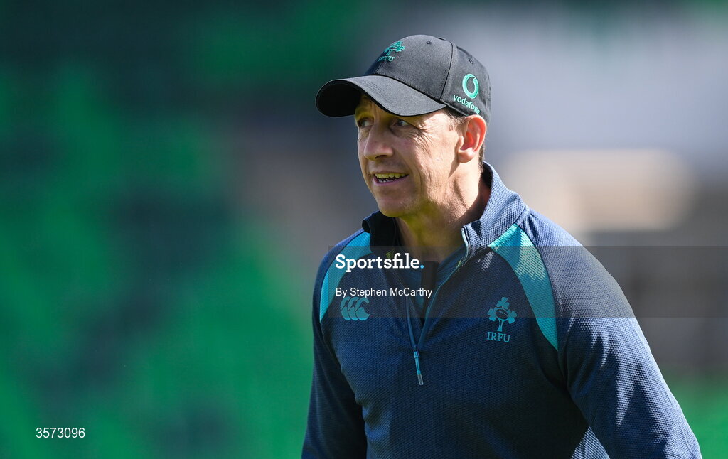 20 September 2026; Ireland head coach Scott Bemand before the WXV Global Series match between Ireland and USA at Tallaght Stadium in Dublin. Photo by Stephen McCarthy/Sportsfile