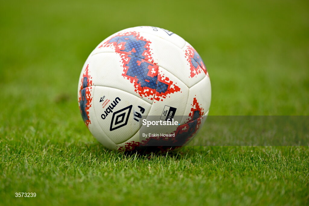 20 September 2026; The game ball is seen during the 2026 FAI Intermediate Cup Final between Cobh Wanderers and St Mary's at Munster FA Turners Cross Stadium in Cork. Photo by Eakin Howard/Sportsfile