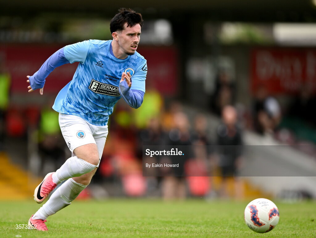 20 September 2026; James O'Leary of St Mary's AFC in action during the 2026 FAI Intermediate Cup Final between Cobh Wanderers and St Mary's at Munster FA Turners Cross Stadium in Cork. Photo by Eakin Howard/Sportsfile