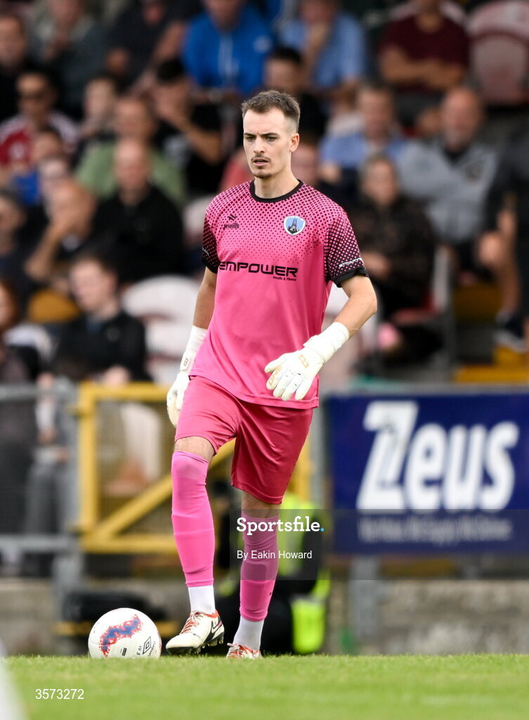 20 September 2026; St Mary's AFC goalkeeper Oisin Barry in action during the 2026 FAI Intermediate Cup Final between Cobh Wanderers and St Mary's at Munster FA Turners Cross Stadium in Cork. Photo by Eakin Howard/Sportsfile