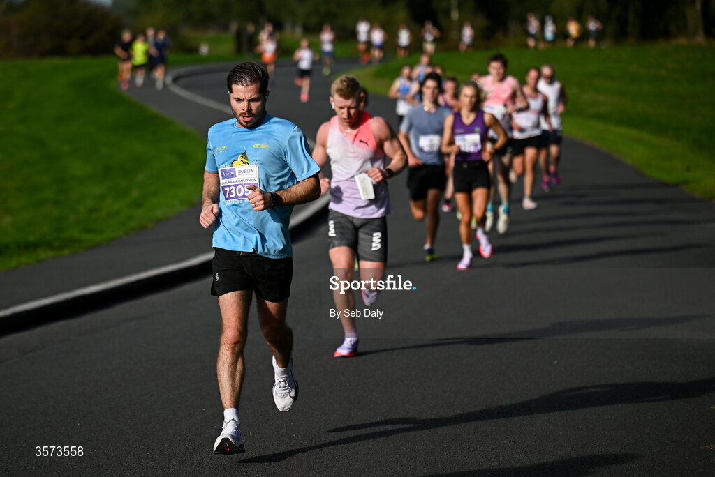 20 September 2026; Luke Edmunds from Dublin pictured during the 2026 Irish Life Dublin Half Marathon, which took place on Sunday 20th September in Phoenix Park, marking the final event of the 2026 Irish Life Dublin Race Series. Photo by Seb Daly/Sportsfile