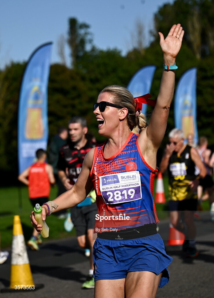 20 September 2026; Audrey O Regan from Dublin pictured during the 2026 Irish Life Dublin Half Marathon, which took place on Sunday 20th September in Phoenix Park, marking the final event of the 2026 Irish Life Dublin Race Series. Photo by Seb Daly/Sportsfile
