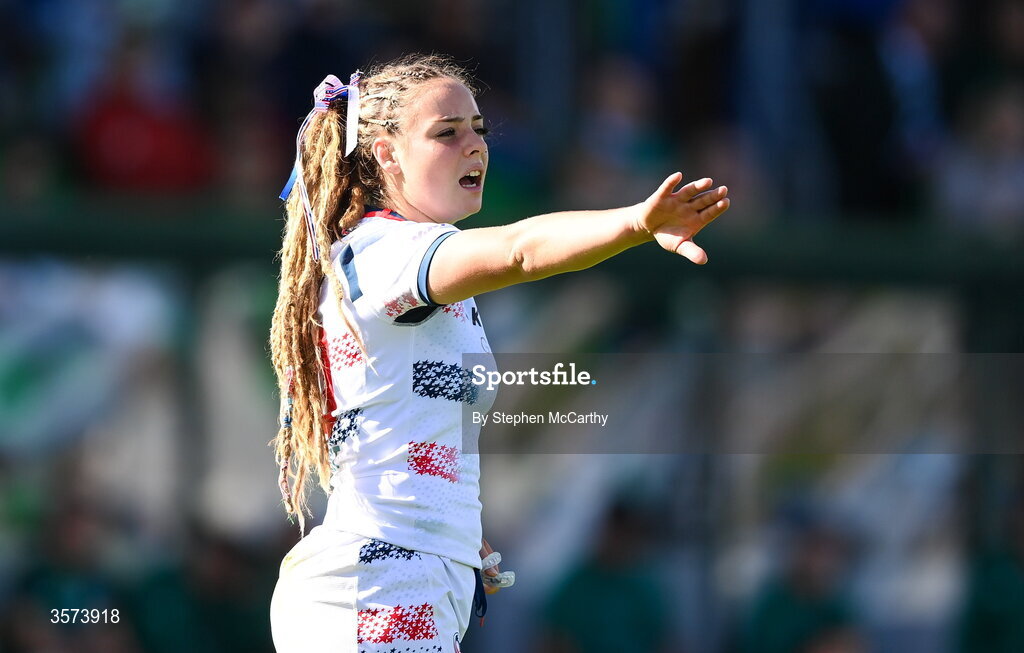 20 September 2026; Bella Vogel of USA during the WXV Global Series match between Ireland and USA at Tallaght Stadium in Dublin. Photo by Stephen McCarthy/Sportsfile