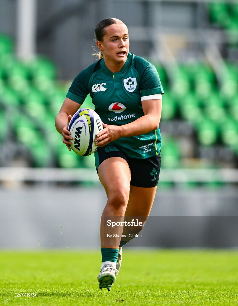 20 September 2026; Robyn O'Connor of Ireland during the WXV Global Series match between Ireland and USA at Tallaght Stadium in Dublin. Photo by Shauna Clinton/Sportsfile