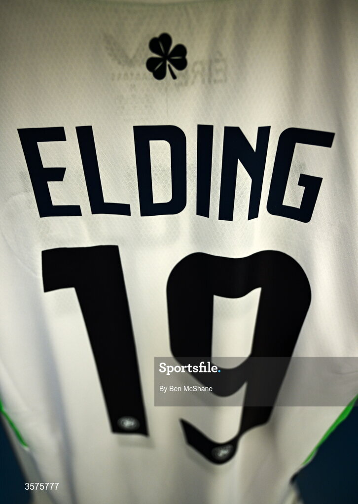 24 September 2026; The jersey of Owen Elding hangs in the Republic of Ireland dressing room before the UEFA Nations League B match between Kosovo and Republic of Ireland at Fadil Vokrri Stadium in Pristina, Kosovo. Photo by Ben McShane/Sportsfile