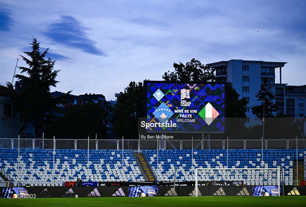 24 September 2026; A general view inside the ground before the UEFA Nations League B match between Kosovo and Republic of Ireland at Fadil Vokrri Stadium in Pristina, Kosovo. Photo by Ben McShane/Sportsfile