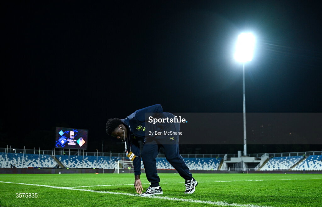 24 September 2026; James Abankwah of Republic of Ireland before the UEFA Nations League B match between Kosovo and Republic of Ireland at Fadil Vokrri Stadium in Pristina, Kosovo. Photo by Ben McShane/Sportsfile