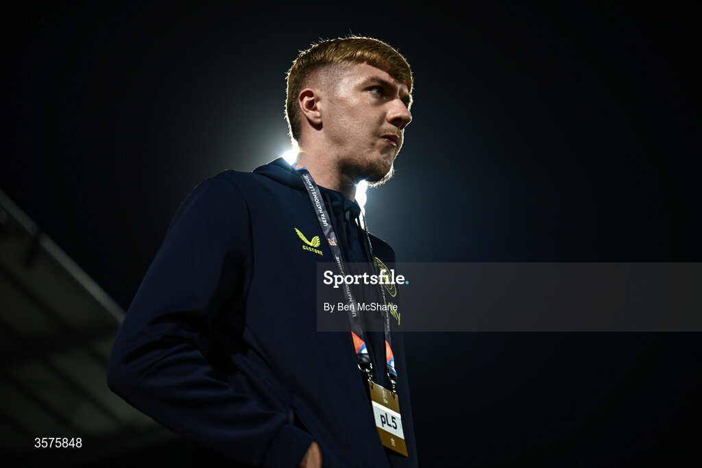 24 September 2026; Joel Bagen of Republic of Ireland before the UEFA Nations League B match between Kosovo and Republic of Ireland at Fadil Vokrri Stadium in Pristina, Kosovo. Photo by Ben McShane/Sportsfile